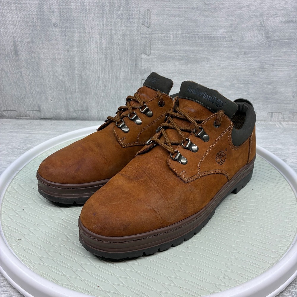 Timberland Boots Mens 11M Brown Leather Low Top Rugged Lug Sole